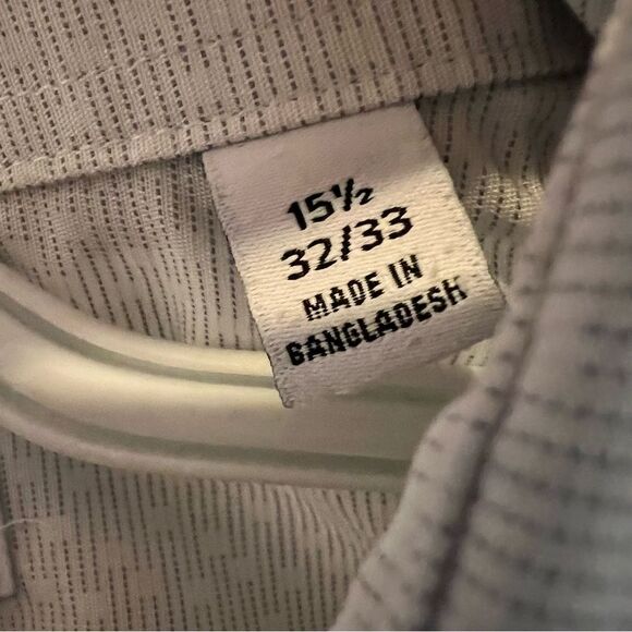 Calvin Klein Steel Regular Fit White Print Dress Shirt Men’s 15 1/2 32/33 (L) - Picture 3 of 6